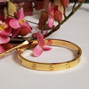 Love Yellow Gold Plated Bangle